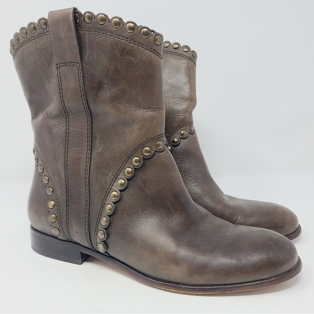 Corso como scalloped stude Brown Leather Boots size 8.5